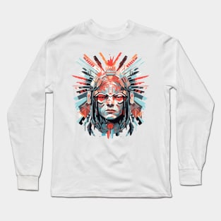 Ancien Aztec Warrior Mystical Abstract Long Sleeve T-Shirt